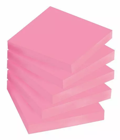 100 Sheets Post-It Notes 75mm Sticky Pop Up Cute Tabs Square Pad Pastel  Pink New