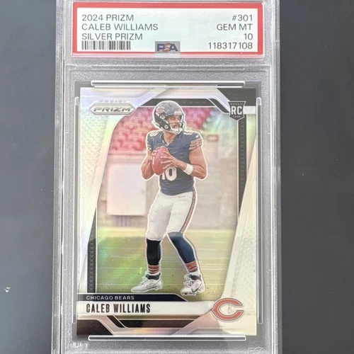 Panini 2024 Prizm Silver Prizm Caleb Williams Rookie #301 Bears PSA 10