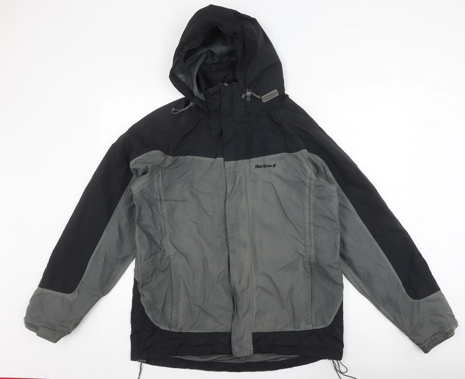 Peter Storm Men's Black Grey Hooded Rain Coat S