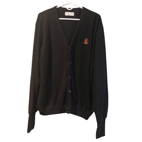 Izod, Vtg 90s IZOD Mens Dark Blue Cardigan Sweater XL V Neck Button Up Acrylic