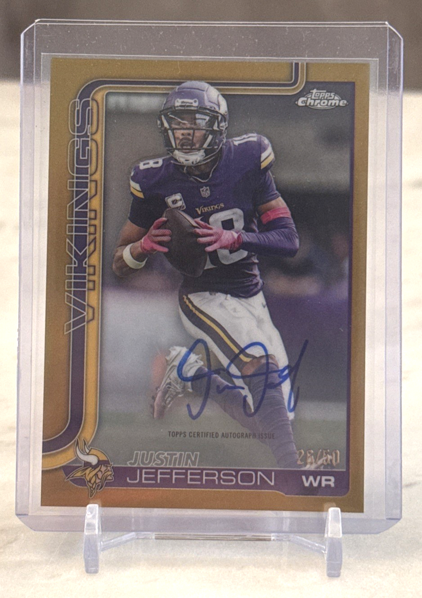 2025 Topps Chrome Football Justin Jefferson True Gold Auto 26/50