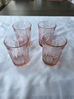 4 Vintage Pink Depression Glass 4 inch Juice Wine Tumblers ~ No Mark