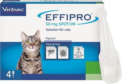 EFFIPRO Spot On Flea and Tick Treatment for Cats 50 mg SPOT ON 4 Pipettes