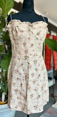 Reformation NWT Andie Mini Dress Linen Penelope Pink Flora Size 10 | eBay