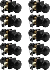 Colonial Passage Door Knobs Black Interior Non-Locking Door Handles for Hall/Clo