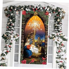Christmas Decoration Outdoor Religious Door Cover Holy Nativity Front Door