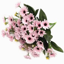 Artificial Daisies Flowers, Plastic Plants Silk Daisy Flower Bunches Fake Fie...