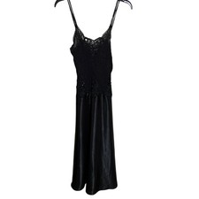 Vintage Cinema Etoile Night Gown Slip Lingerie Black Lace Sequin Dress S
