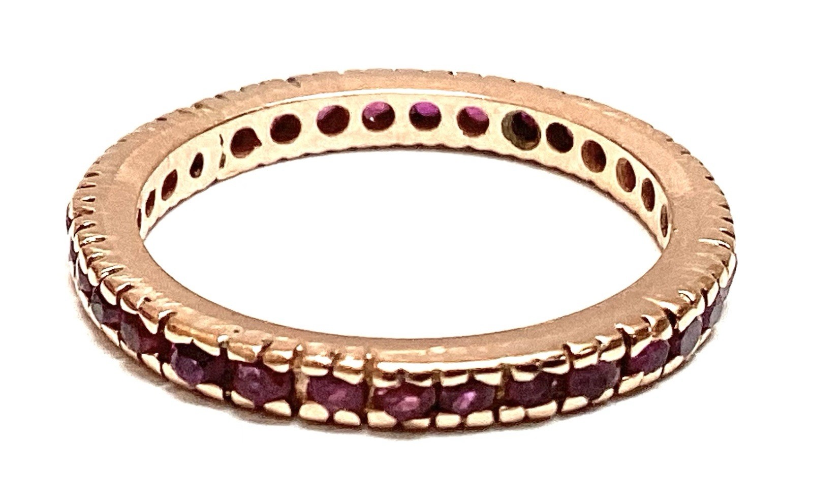 14k Solid Rose Gold Natural Ruby Stackable Eterni… - image 2