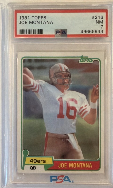 1981 Topps Joe Montana RC Rookie #216 PSA 7 NM - Strong Centering (10 Pictures)