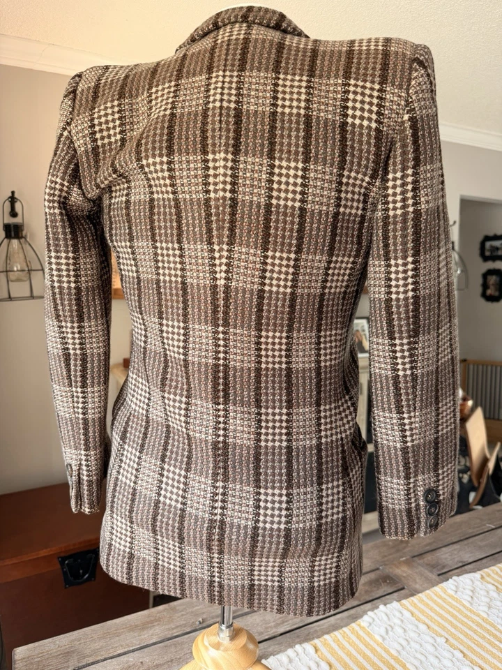 Blazer vintage de mujer Giorgio Armani de doble botonadura - lana a cuadros, hombrera Foto 4 de 4