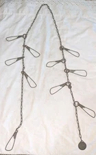 Rare ANTIQUE Vintage 10 Sliding Hook PK Pachner Koller Chain Slip Fish Stringer