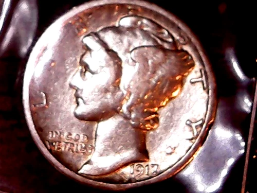 1917  SILVER MERCURY DIME - GRADES "EXTREMELY FINE"