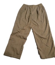 Vintage Liz Claiborne 14 Brown Plaid Trouser Slacks Pants Pleated Size Zip Flaw
