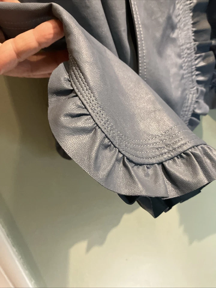 PULP Slate Faux Leather Ruffle Cottagecore Academia Jacket Blazer M Fabulous - Image 4 of 4