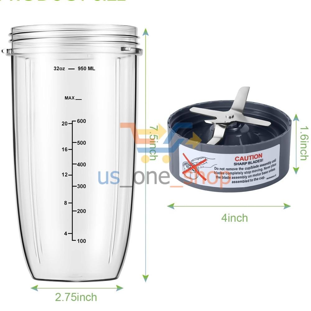 New Blender 32 oz Cup and Extractor Blade for NutriBullet NB