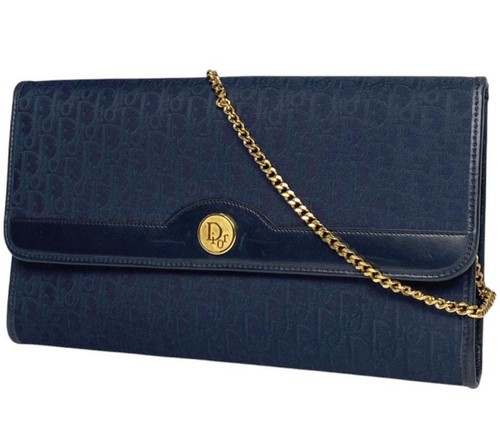Christian Dior Trotter Chain Bag Blue Gold Chain Shoulder Pre-owned From Japan