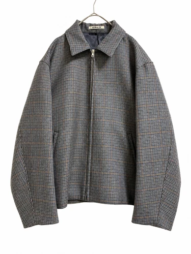AURALEE EUC Men's M (SIZE:3) Double Face Check Zip Blouson Outerwear Wool - product listing photo