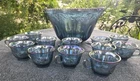 Vintage Indiana Purple Iridescent Carnival Glass Punch Bowl 12 Cups