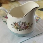 Floral Ceramic Creamer with Light Blue Base, Decorative Handle, Glossy Finish — photo 1