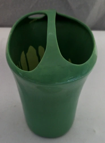 MCM Red Wing Pottery Vase B1429 Green Exterior Green Yellow Interior 1953 3‑Hole