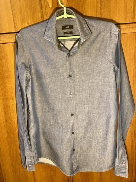 Men Hugo Boss Shirt Navy Cotton S