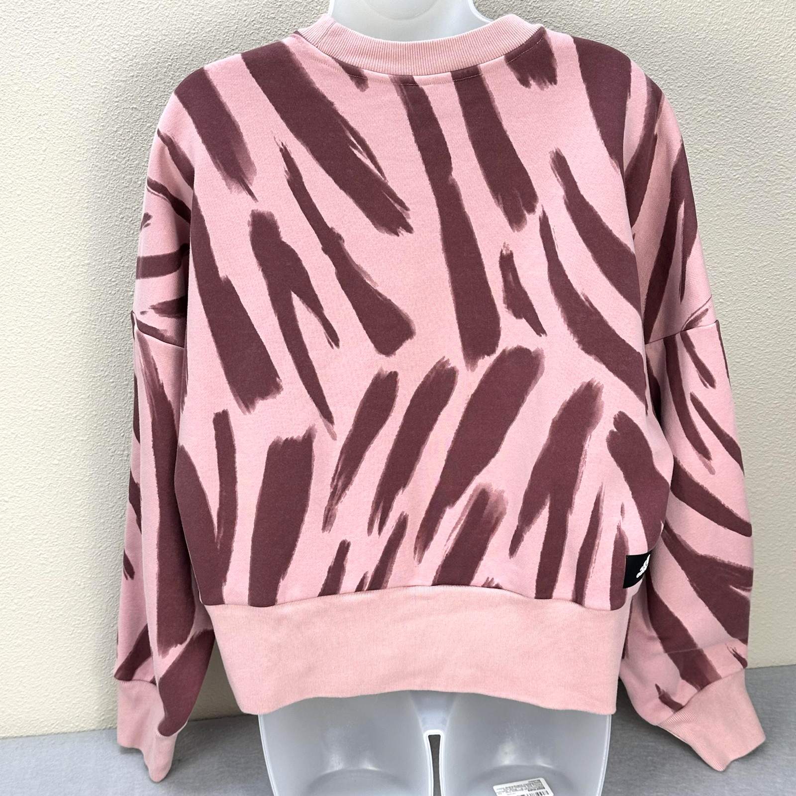 Adidas Sweatshirt Womens Small Pink Animal Print Crewneck Fleece Logo ...
