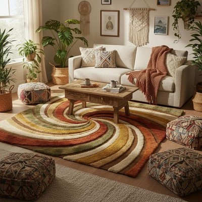 Handmade Rug | Irregular Rug | Wool Rugs | Living Room Rug | Tufted A476