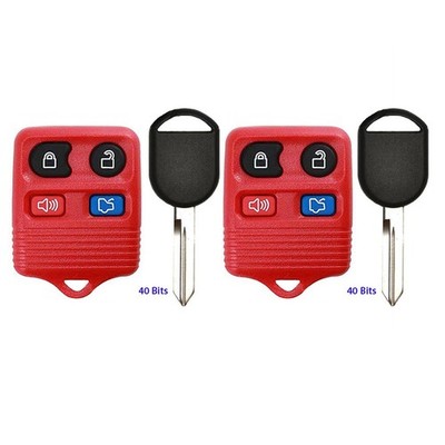2 Replacement for Ford Lincoln Mercury Keyless Entry Car Key Fob+40 Bits Key Red