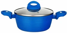 NutriChef Cooking Pot with Lid - Non-Stick Stylish Kitchen Cookware - Blue