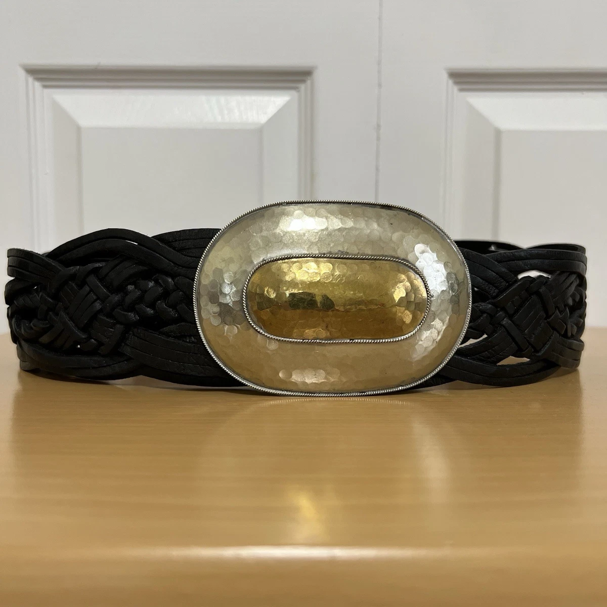 Leather braided belt cream, silver, gold mixed metals‎ Large adjustable classic Gold Braided Belts for Women for sale | eBay main image 3