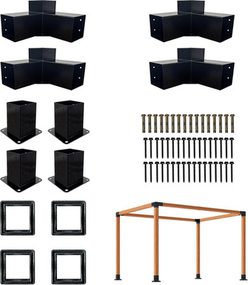 Pergola Kit with 3-Way Brackets for 4''X 4'' (Actual 3.6'' X 3.6'') Lumber, Heavy Du