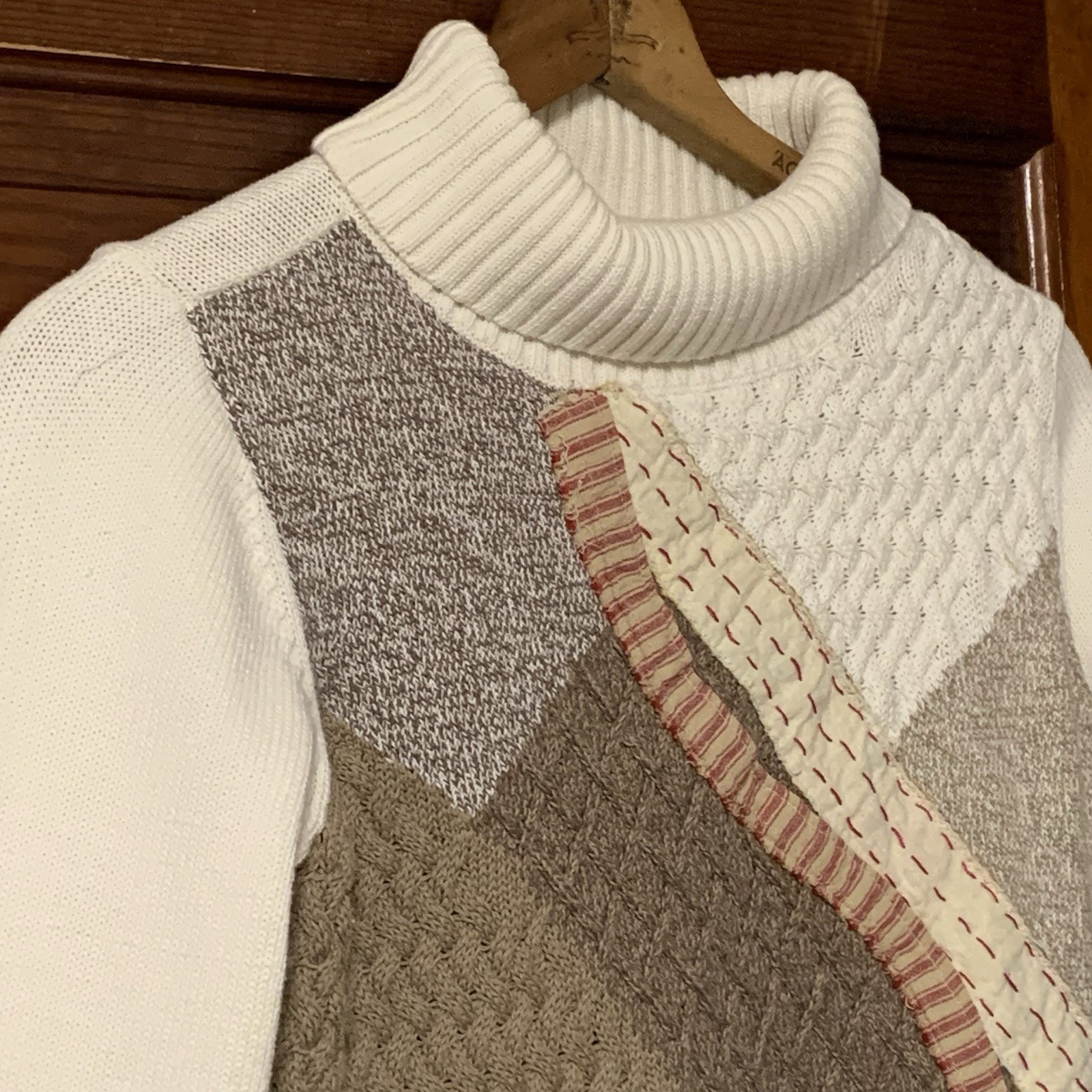 Upcycled Tunic Top L Patchwork Boho Festival Art … - image 3