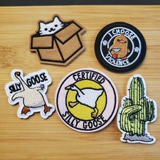 SET OF FIVE IRON-ON PATCHES FUNNY SARCASTIC MEME PATCHES