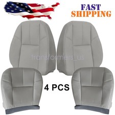 Driver Passenger Leather Seat Cover Gray For 07-14 Chevy Silverado 1500 2500