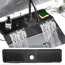 24 in Silicone Faucet Mat for Kitchen Sink Splash Guard 5 Slope Water Drain Mat