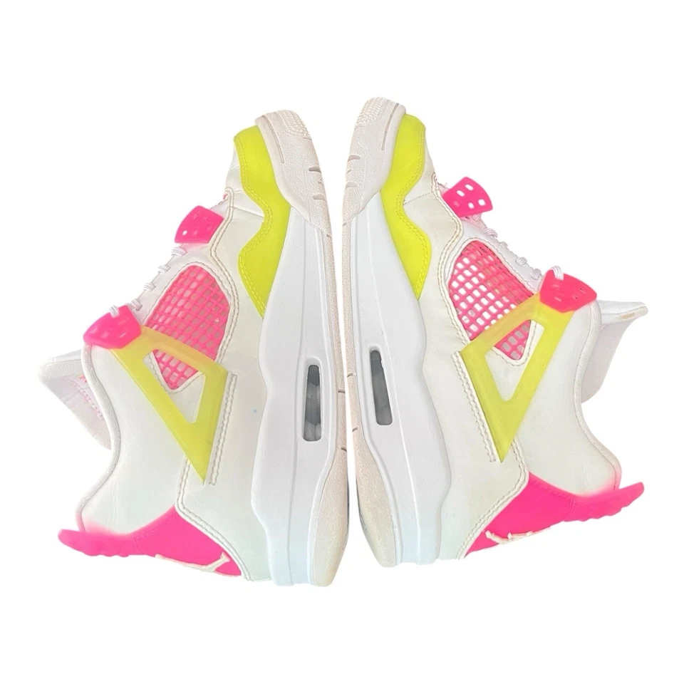 Девочки Nike Air Jordan 4 ретро лимон Venom белый розовый размер 5Y - Изображение 3 из 4