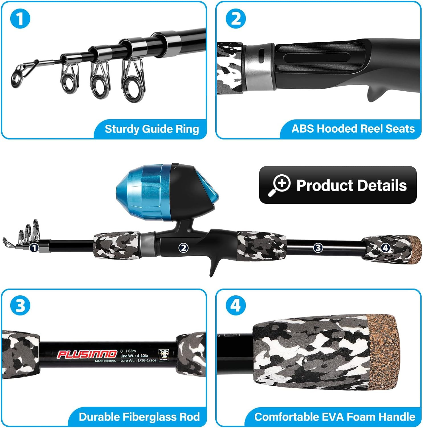 Kids Fishing Pole with Spincast Reel Telescopic Fishing Rod Combo Full