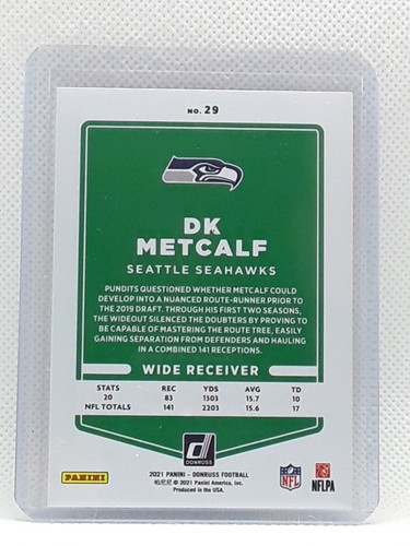DK Metcalf 2021 Donruss Football - PREMIUM #29 VARIATION - Seattle Seahawks - Picture 2 of 2
