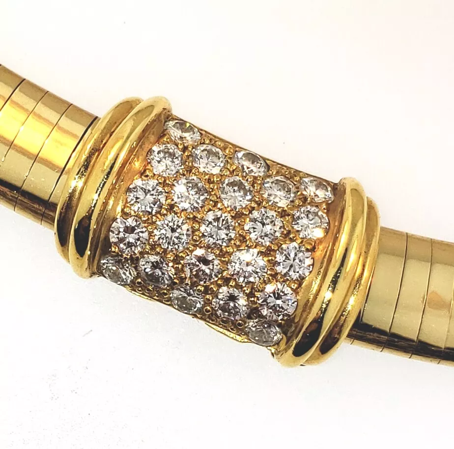 14k Gold Omega Necklace w 18k Diamond Slide Pendant 57.3 grams 1.0
