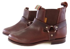 Reitstiefelette 46 Braun UK 12 USA 12,5 rund Gummizug Zierschnalle Echtleder