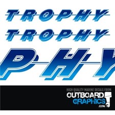 Pair of 6ft long Bayliner Trophy sticker/decals - light to dark blue fade
