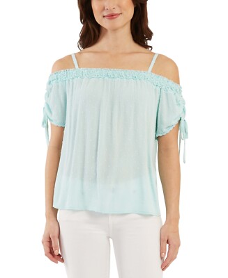 Bcx Juniors' Off-The-Shoulder Top Blue Size XL