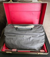 Antique (1976) Perkins Brailler w/ Original Case, Manual, and Dust Cover