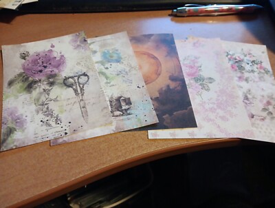 5X SHEETS NOSTALGIC/VINTAGE FOR SCRAPBOOKING/JOURNALS  +/- 13X9 CM (VIN810)
