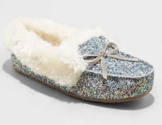 Cat Jack Toddler Girls Glitter Medora Moccasin Slippers Size 8