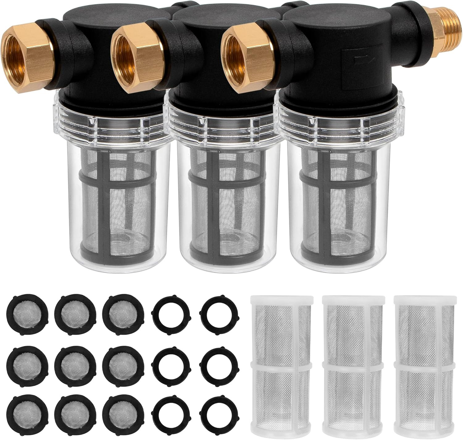 Filtro de manguera de jardín para entrada de agua de hidrolavadora.