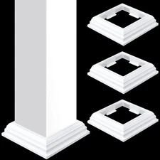 Thyle 4 Pcs True 5 x 5 Inch Vinyl Post Skirt White Post Cover Slide on Post B...