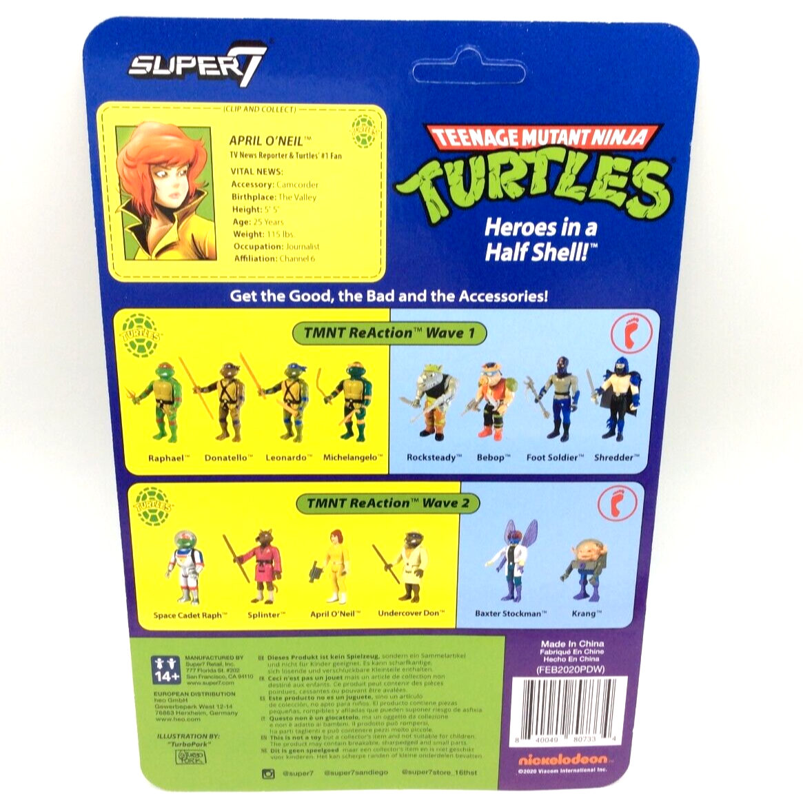Super7 ReAction Figures Teenage Mutant Ninja Turtles APRIL O'NEIL