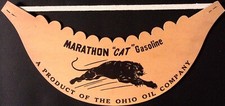 VINTAGE MARATHON CAT GASOLINE OHIO OIL COMPANY BLACK PANTHER ADVERTISING VISOR